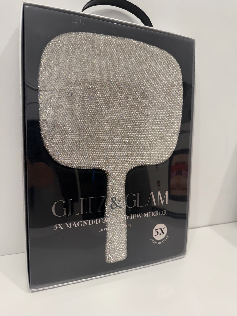 Glitz & Glam Silver Sparkle 5X Magnifying Hand Mirror